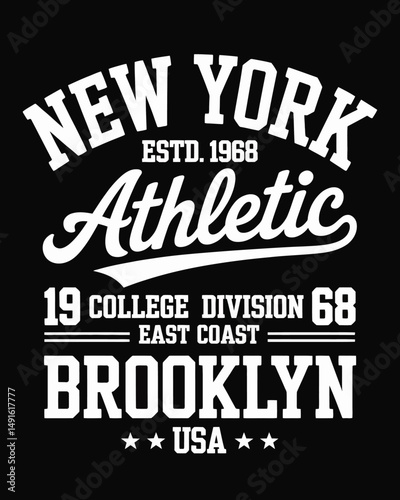 New York, Brooklyn typography, badges set for t-shirt print. Varsity style t-shirt graphics
