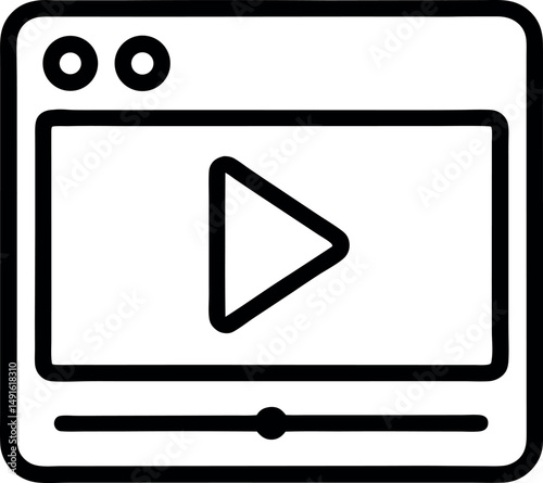 Video player icons for web and digital devices with media and technology elements