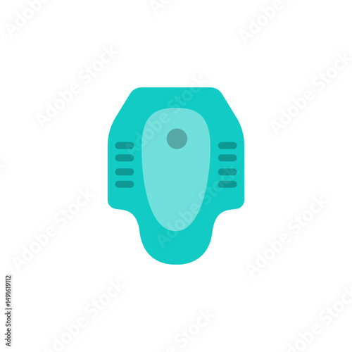 Minimalist illustration of a turquoise toilet pan, isolated on transparency