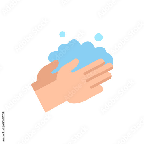 A cleanliness symbol depicting hand washing with foaming soap for hygiene focus