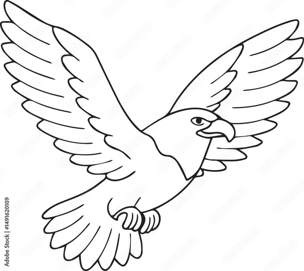 Obraz premium flying bald eagle line art silhouette vector, eagle line art illustration, eagle line art clipart