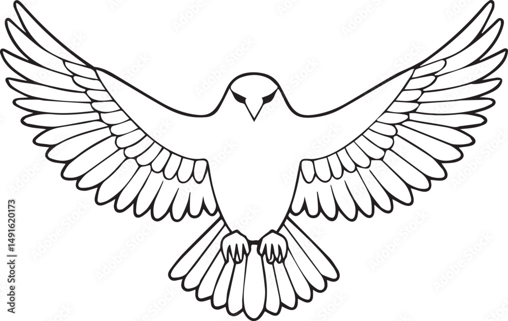 Obraz premium flying bald eagle line art silhouette vector, eagle line art illustration, eagle line art clipart