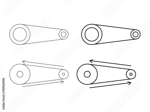 set of belt drive symbol icon design vector, isolated on transparent background