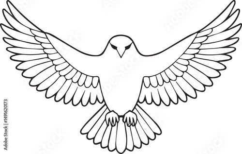 flying bald eagle line art silhouette vector, eagle line art illustration, eagle line art clipart