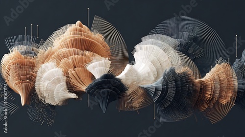 Abstract arrangement of filaments creating an ethereal and complex visual tapestry