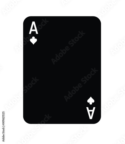 Card silhouette. This image shows a black Ace of Spades card outline, a playing card. Vector clipart illustration design.