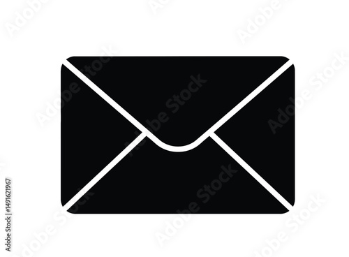 Envelope silhouette. This image shows a black envelope outline, representing mail and messages. Vector clipart illustration design.
