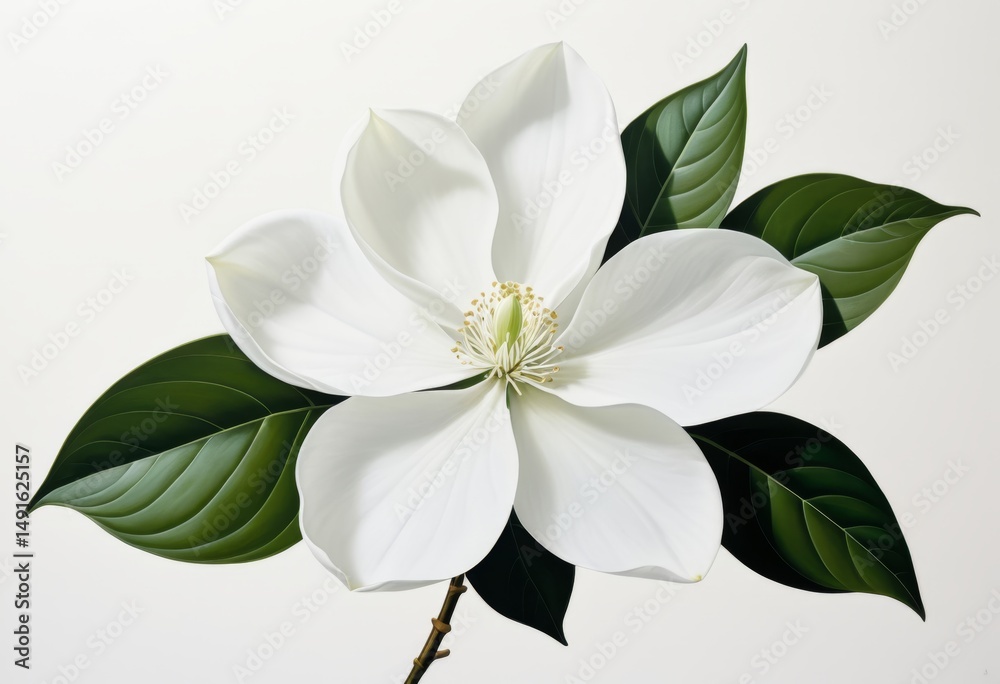 Fototapeta premium The stems have white flowers with green leaves