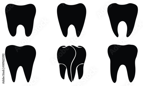 Tooth line icon set. Dental clinic logo. Clean teeth. Vector-EPS 10