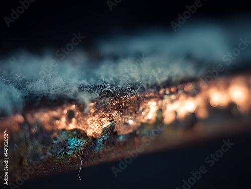 Close-Up of Steel Wool Pad Scouring Copper Patina Revealing Textured Metal Restoration Techniques for Craft