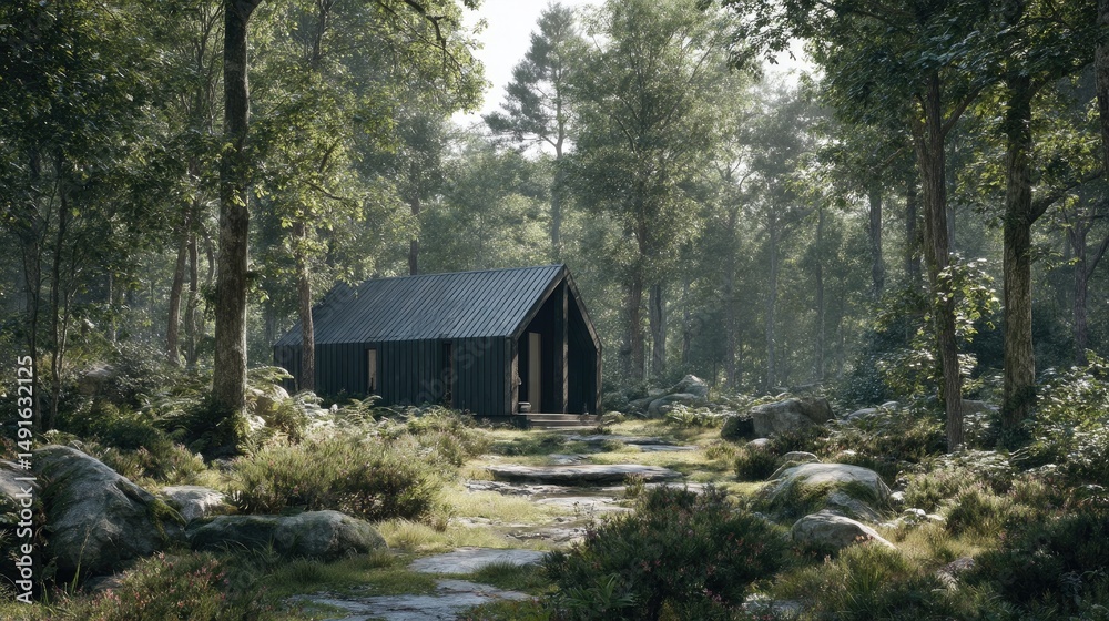 Forest Cabin Retreat Secluded Hideaway in Green Woods with Tranquility. Forest Cabin Retreat Secluded Hideaway in Green Woods with Tranquility.