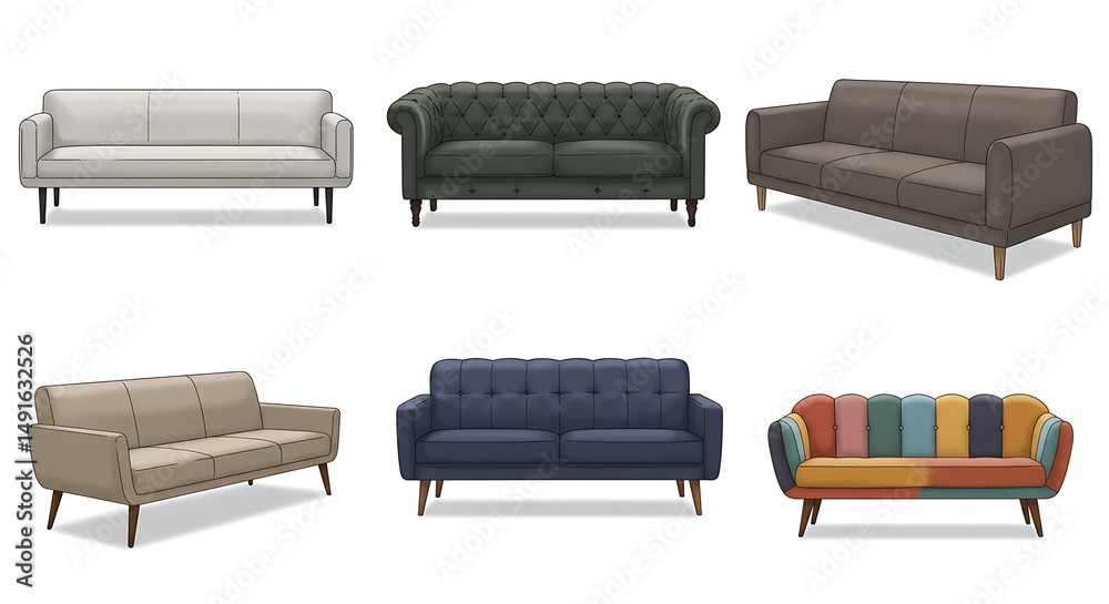 Variety of modern and classic sofas Variety of modern and classic sofas