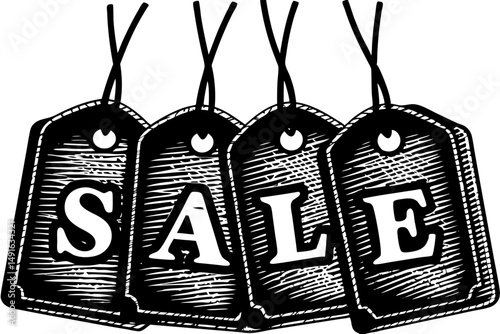 Sale tags illustration in silhouette vector illustration