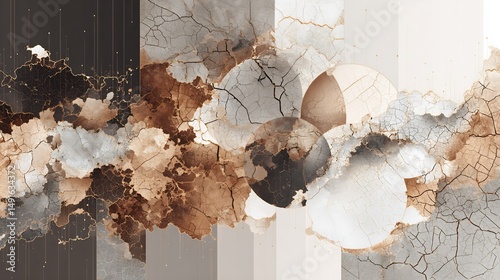 Harmonious blend of textures and tones abstract design with cracked earth effect