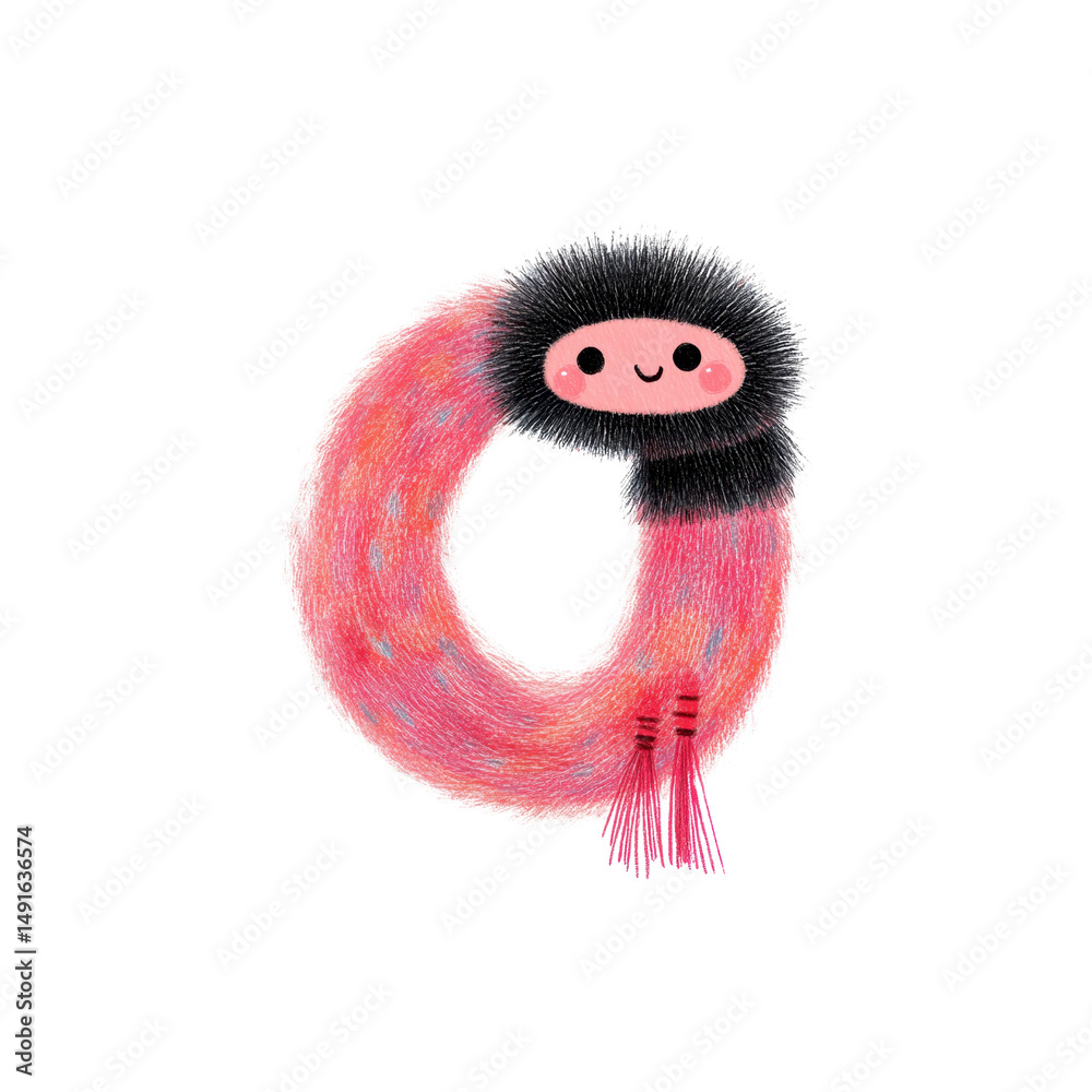 Fototapeta premium Adorable Pink Fuzzy Creature Forming a Circle