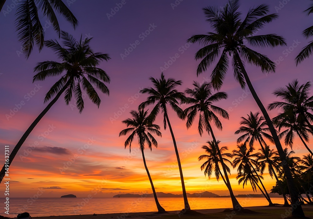 Obraz premium Twilight Palms AI Generated