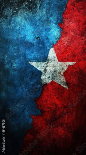 Wallpaper Mural A star is drawn on a blue and red background. The star is surrounded by a red and blue border Torontodigital.ca