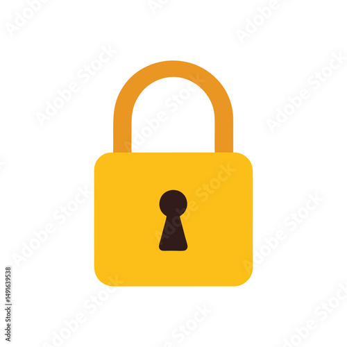 Padlock Icon Flat Style Yellow and Brown Security Lock