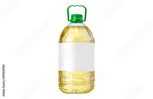 Vegetable oil bottle 5 liter (Green cap with label) - isolated background and shadow - Exclusive Mockups for Branding and Packaging Design