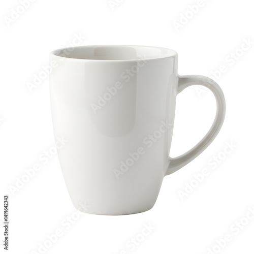 White Ceramic Mug Empty Coffee Cup Tea Drink Isolated Plain Simple