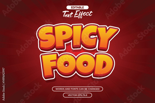 Spicy food editable text effect with cartoon style text and red comic background