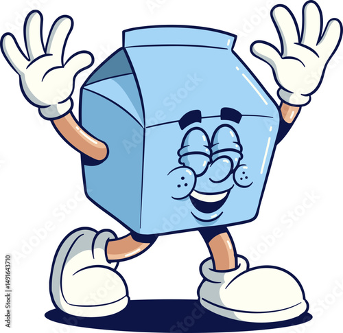 Cartoon Milk Carton Mascot Illustration