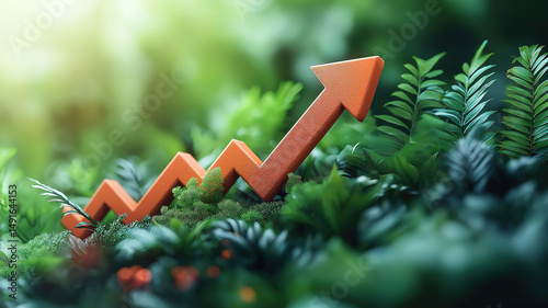 White background with a business graph and arrow symbolizing growth and business progress