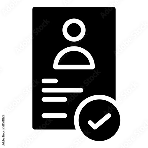 job interview approved. This is a vector single icon with a solid style. Suitable for any purpose, such as website design, mobile app design, logo design, pattern design, etc.