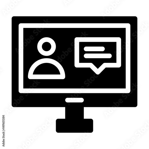 online interview. This is a vector single icon with a solid style. Suitable for any purpose, such as website design, mobile app design, logo design, pattern design, etc.