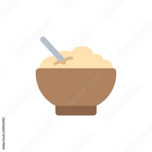 Simple representation of cereal breakfast in a bowl with a spoon illustration
