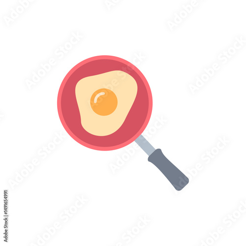 Stylized Fried Egg in a Pan Graphic with Transparent Backdrop Simplicity