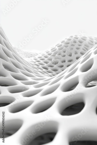 Abstract White Voronoi Structure Close-up View of Cellular Pattern for Science Technology and Medical Research Applications