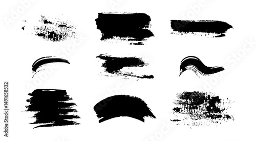 Smear watercolor set watercolor black color on white background.Grunge texture for various designs.Blot careless dirty stripes paint brush strokes,smear,abstract spot,drop.Print for advertising.