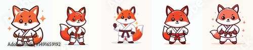 cute fox vector in karate costume