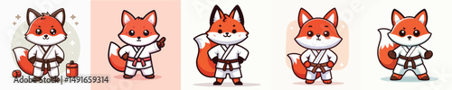 cute fox vector in karate costume