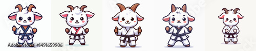 cute goat vector in karate costume