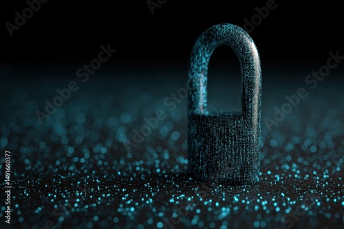 Digital Padlock Security Concept on Dark Surface Close Up with Bokeh Lights for Cyber Safety and Data Protection