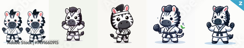 cute zebra vector in karate costume