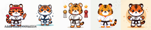 cute tiger vector in karate costume