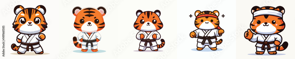 Obraz premium cute tiger vector in karate costume