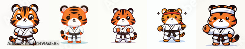 cute tiger vector in karate costume