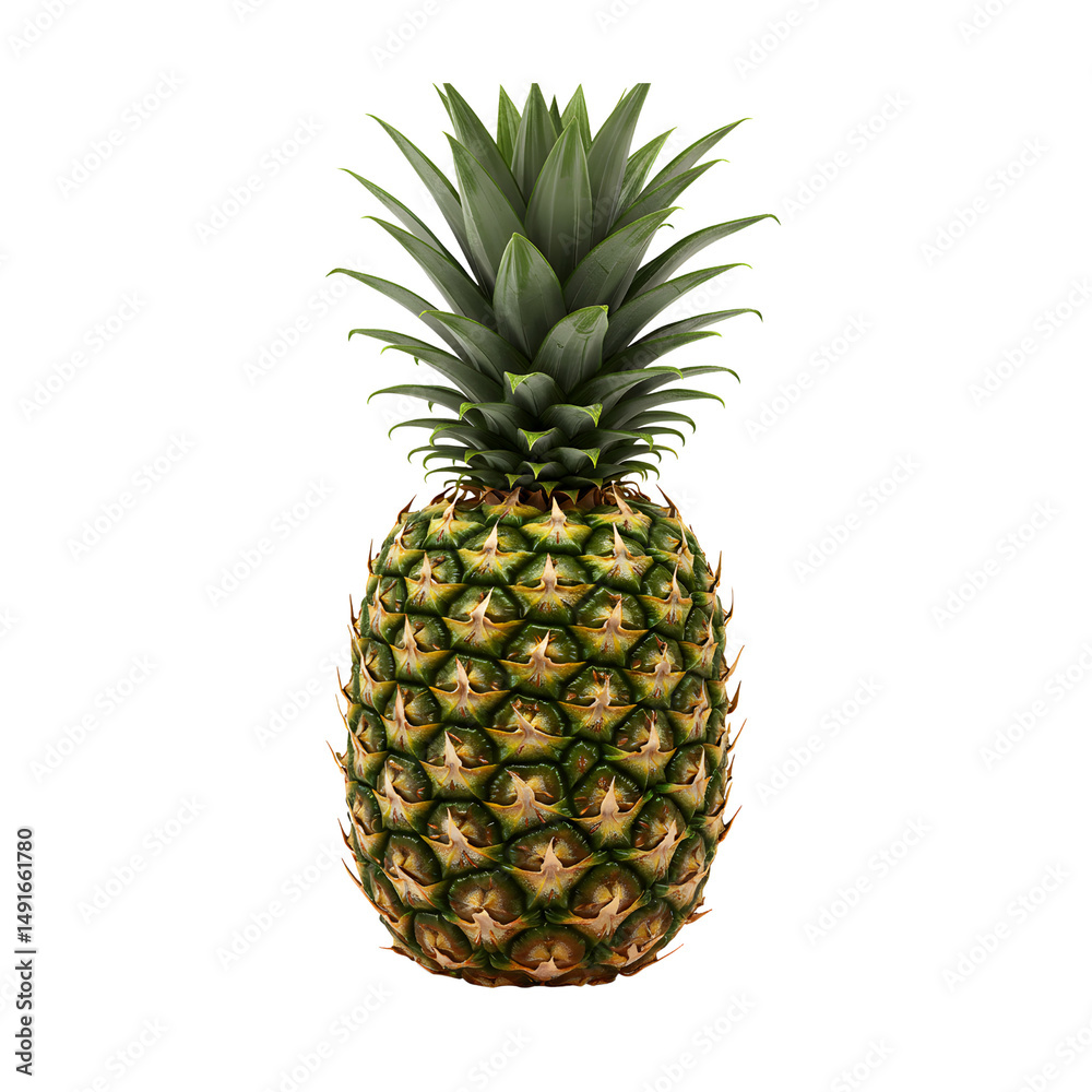 Fototapeta premium Whole Ripe Pineapple Fruit Isolated 