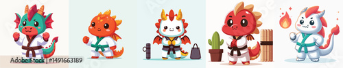 cute dragon vector in karate costume