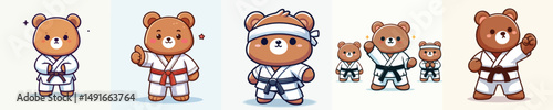 cute bear vector in karate costume
