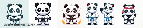 cute panda vector in karate costume