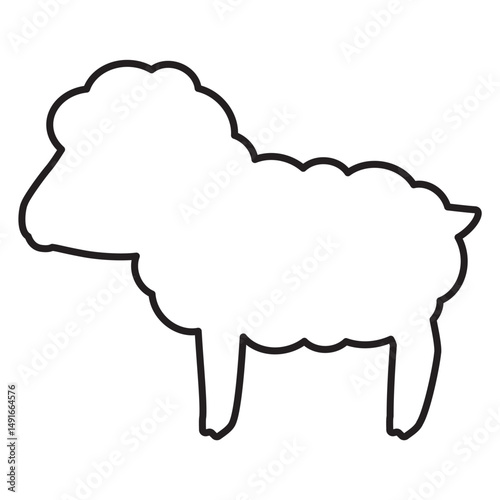 横向きのヒツジの線画