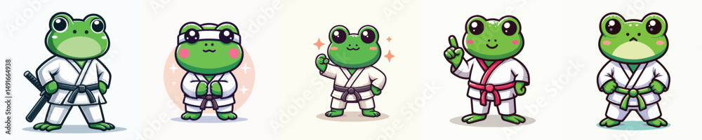 Fototapeta premium cute frog vector in karate costume