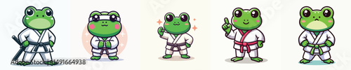 cute frog vector in karate costume