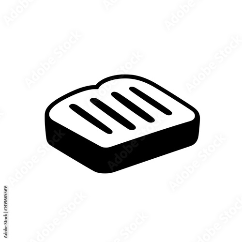 Grilled sandwich icon in bold black silhouette representing toasted food, snack options, and fast meal visuals