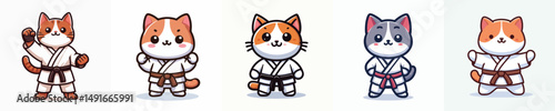 cute cat vector in karate costume